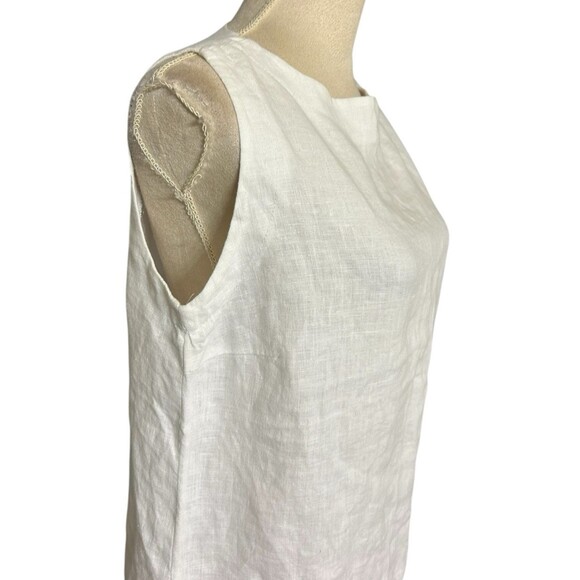 Crown Linen Designs 100% Linen Tunic Top Womens XS White Lagenlook Beachy - Picture 3 of 9